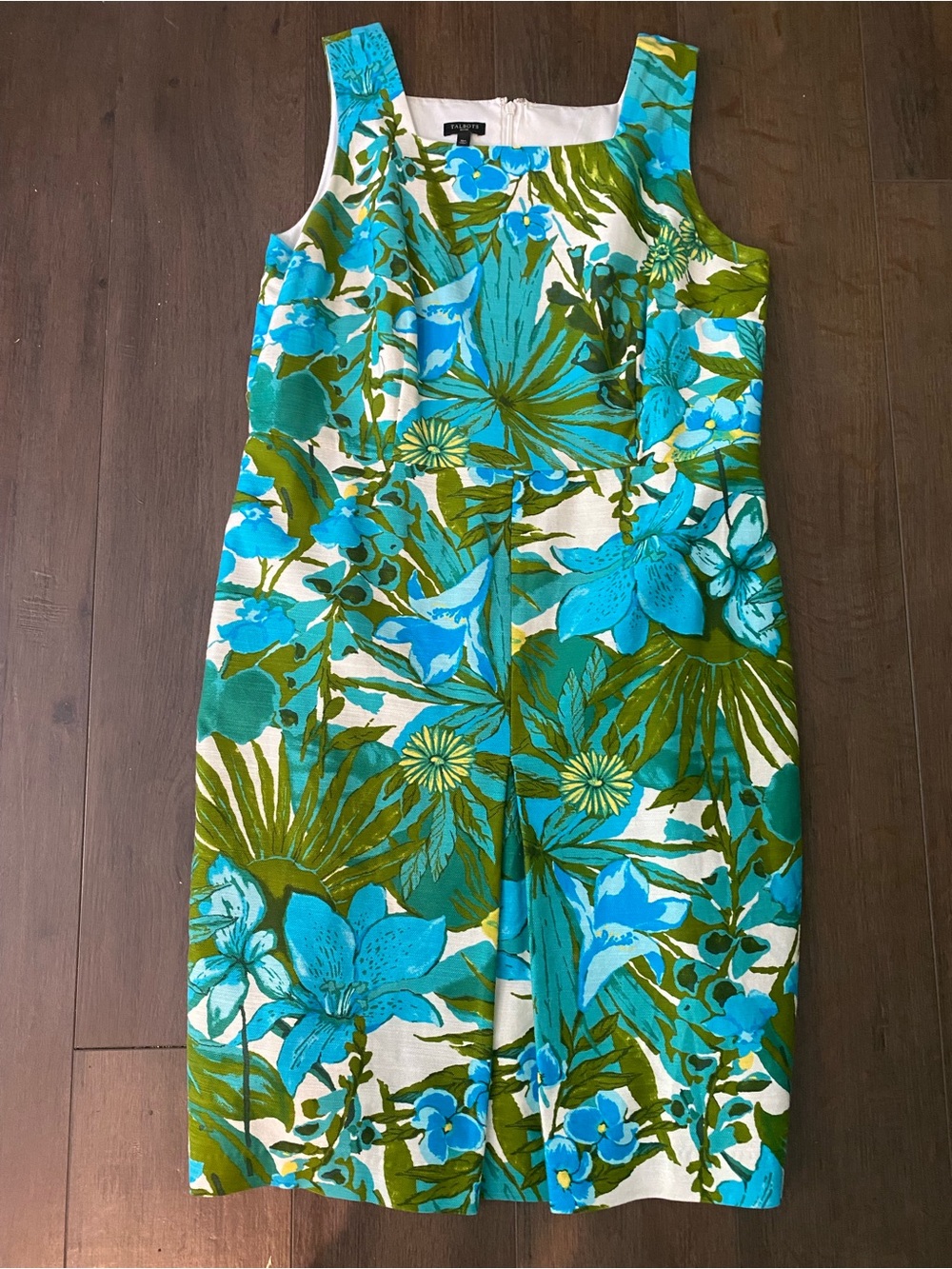 Talbots Tropical Sheath Dress in Turquoise, Teal & Olive Green 16P
